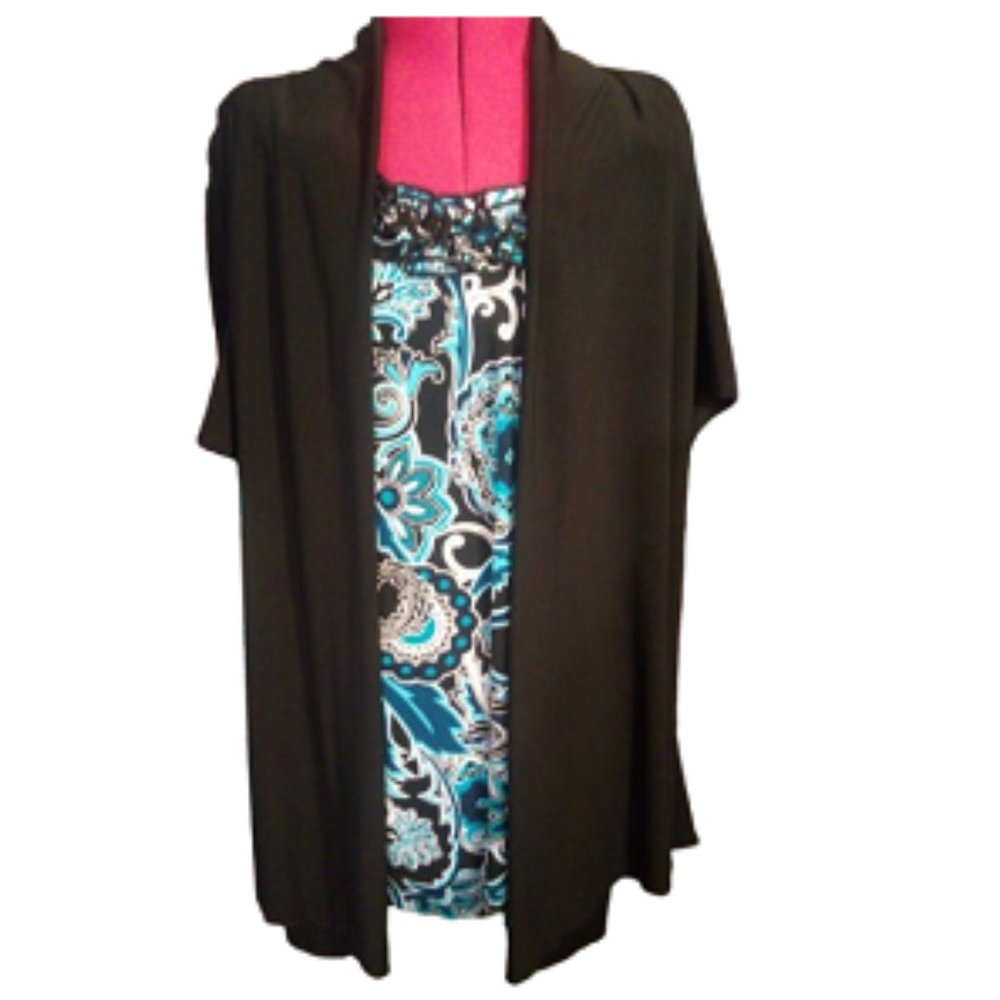 Perception Concept  Women's Blouse     Teal - White & Black     Size  Large